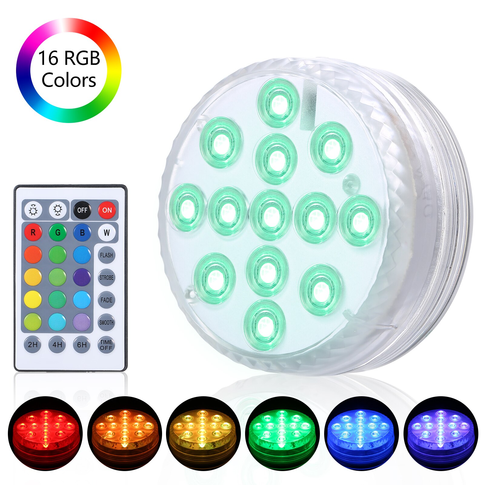 Battery Operated 13leds RGB Led Submersible Light Underwater Night Lamp Garden Swimming Pool Light for Wedding Party Vase Bowl: 1 controller 1 light