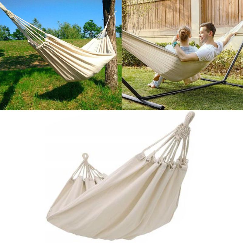 Dubbele Hangmat Outdoor Rollover Preventie Camping Canvas Opknoping Swing Bed Voor Patio Reizen Wandelen 200X150Cm C5AF