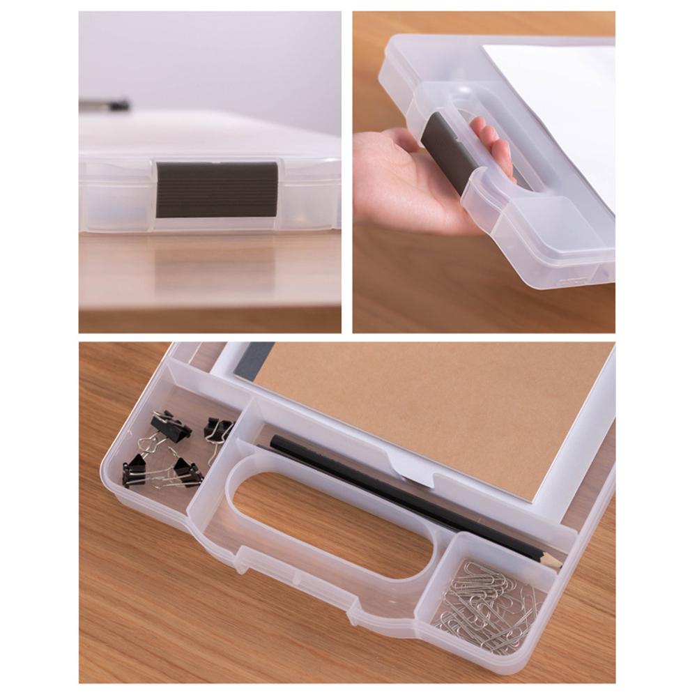 Multifunctional File Organizer Compartment Clipboard Box Case Folder Holder with Handle Office School Supplies