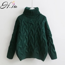 H.sa kvinder rullekrave trøjer efterår vinter pull trøjer europæiske afslappet twist varme trøjer oversized sweater trøje til kvinder