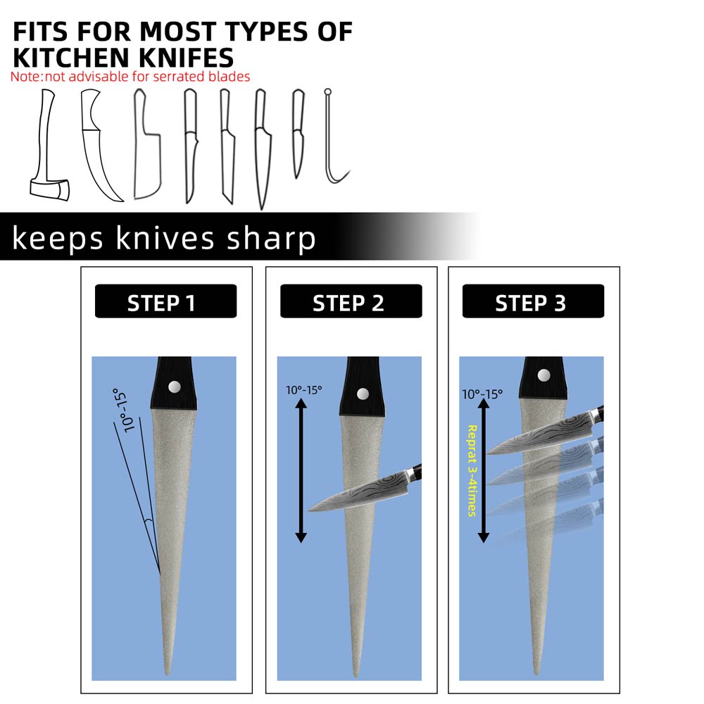 Afilador de cuchillos de diamante, superficie curva de acero Para afilar cuchillos, tijeras, piedra de afilar, herramienta de molienda de cocina