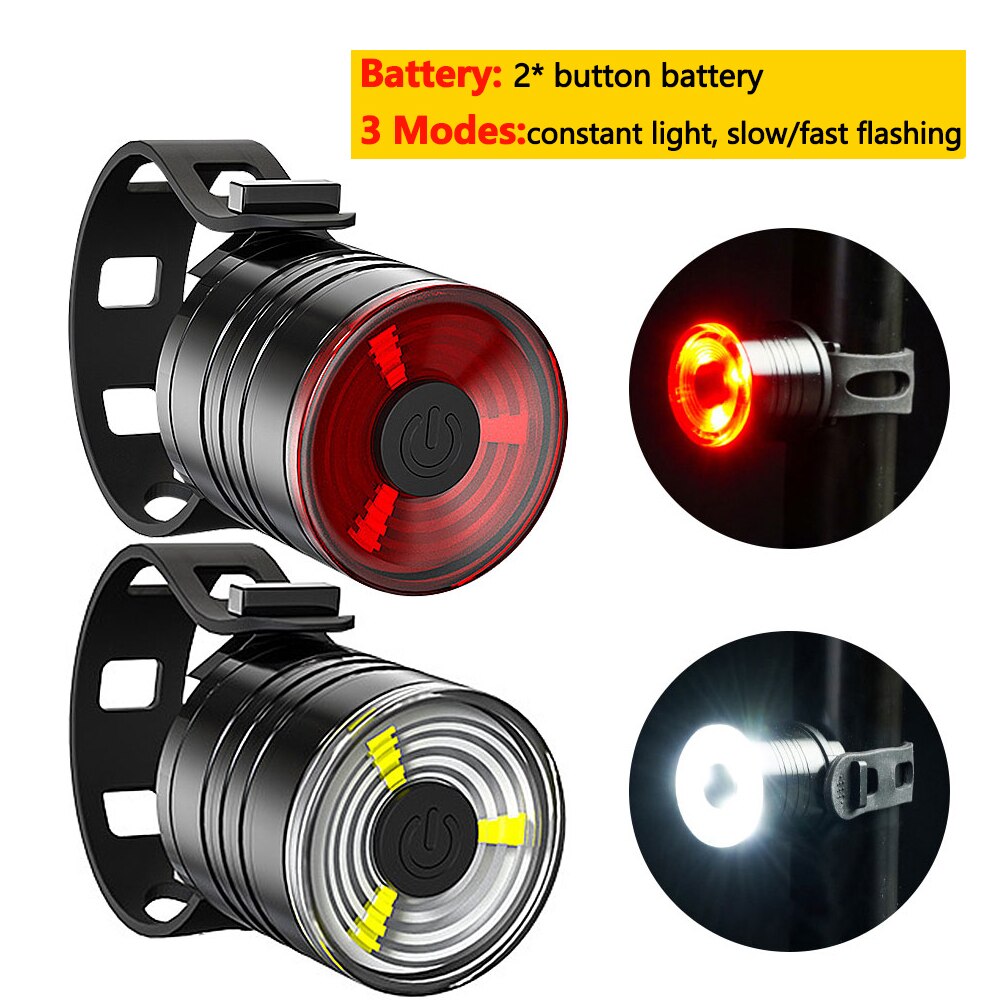 2PCS Mini Bike Light Waterproof MTB Riding Lamp White Light Front Bicycle Headlight with Red Warning Taillight: A