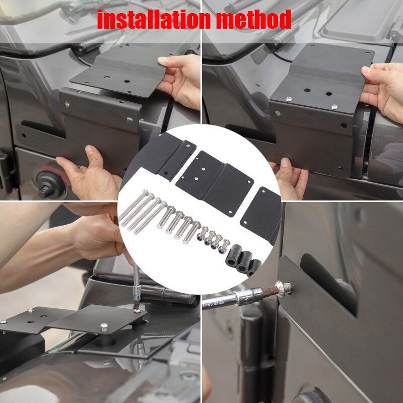 LED Light Bracket for Jeep Wrangler JL + Hood Headlight Bracket Lamp A-Pillar Light Stand