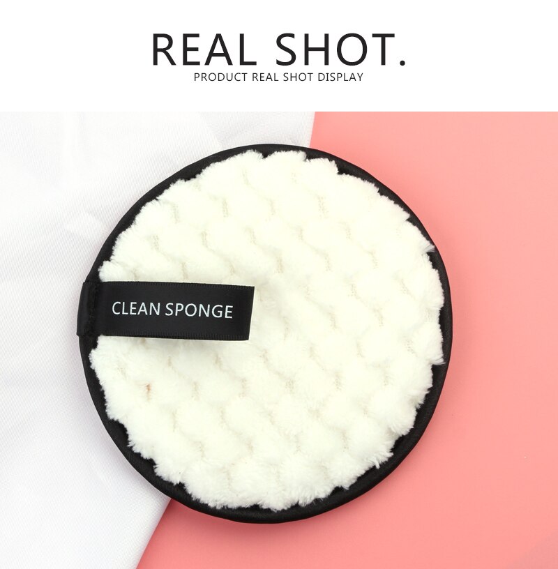 1pcs Round Shape Sponge Cosmetic Puff Soft Flannelette Face Cleaning Sponge Puff Facial Cleanser Cosmetic Tool Wash Flutter: white
