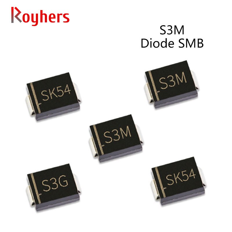 50Pcs Smd Gelijkrichter Diode SK56 SK54 SK34 S35 S3M 3A 50V 100V 200V 400V 600V 800V 1000V Elektronische Componenten Diy Smc DO-214AB