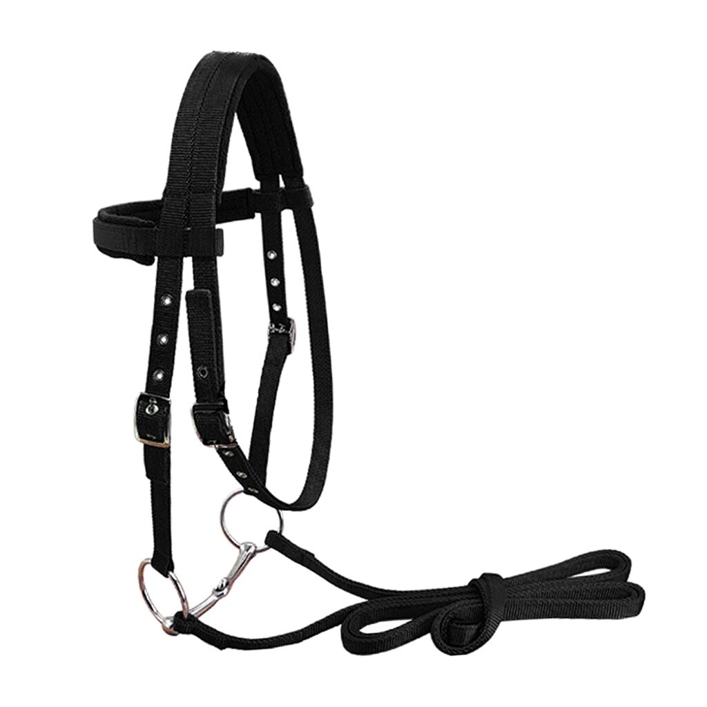 Harnais de bride de cheval en Nylon souple, couvre-chef amovible, équipement de licou épais pour cheval: Black M