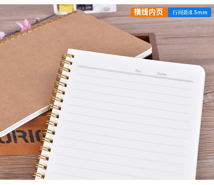 A5 Spiral Notebook Kraft Dot Grid Time Management Blank Book Coil Journal Weekly Planner Notepad School Office Supplies: Line