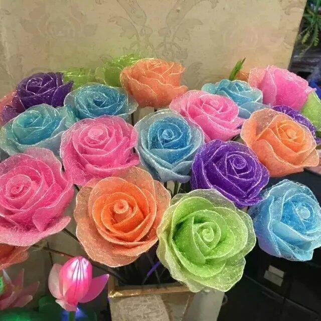 1pcs Making Flower Stocking Gold/Silver Silk Flower Accessories Decor DIY Nylon Flower Material Artificial Flower For Wedding