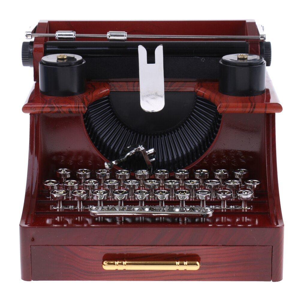 Ouderwetse Mechanische Schrijfmachine Muziekdoos Speelgoed Tafel Decor