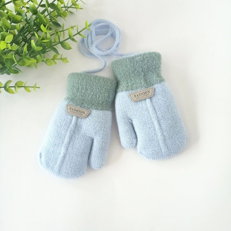 Kinderen Cartoon Opknoping Hals Fluwelen Gewatteerde Meisjes Outdoor Koude Warme Winter Gebreide Handschoenen Kinderen Voor 2-5Y