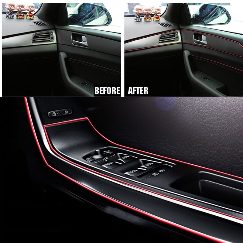5M Rode Auto Interieur Moulding Versieringen Lijn Strips Auto Styling Deur Dashboard Luchtuitlaat Decoratieve Sticker Auto Accessoires