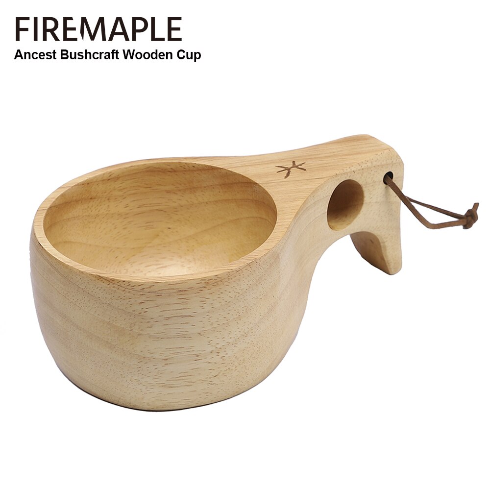 Fire Maple Ancest Bushcraft-taza de madera portátil para té y leche, vaso para beber al aire libre con orificios para acampar, tazas de madera de goma de 300ML