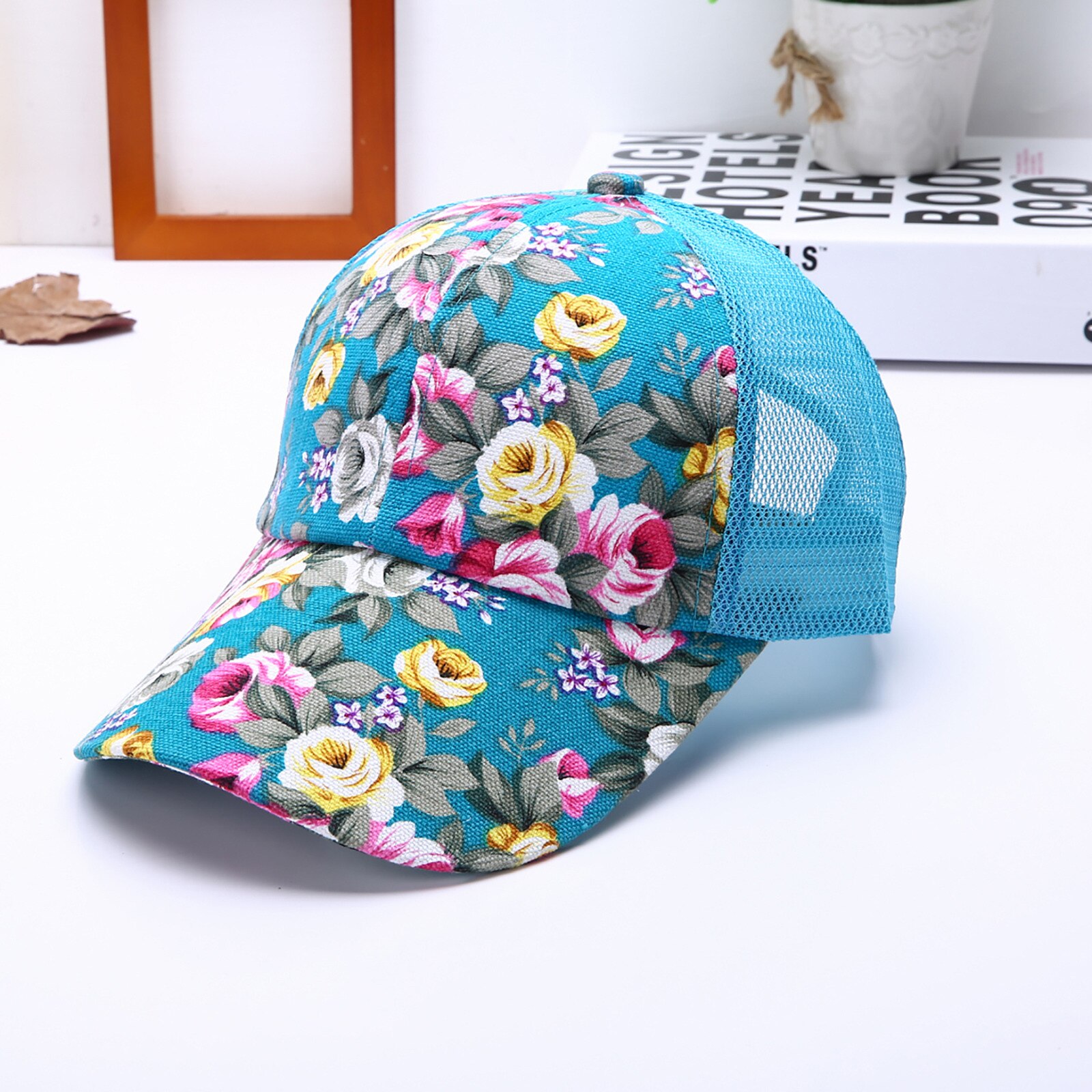 Floral Cap For Women Printing Mesh Breathable Baseball Caps Hat For Golf Fishing Mum Hats