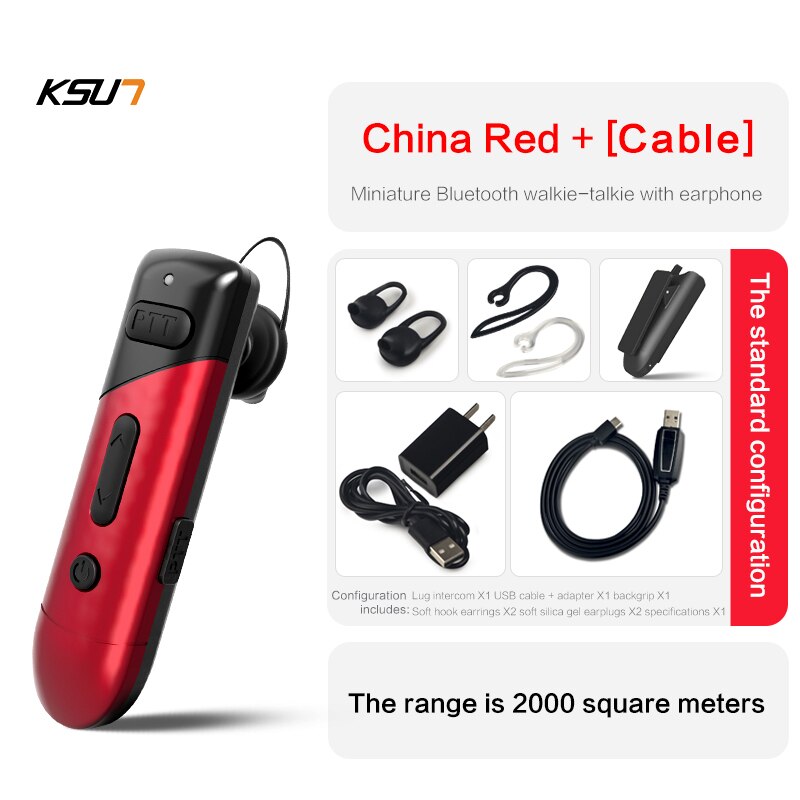 KSUN-walkie-talkie T-V35, inalámbrico por Bluetooth, miniintercomunicador para servicios de Catering de Hotel, miniwalkie Talkie dedicado a la industria: T-V35  Red-Cable