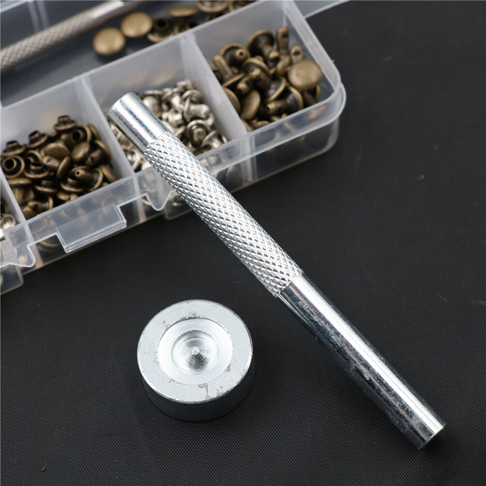 Metal Single Silver Bronze Rivets Leather Repairing Rivets Tubular With Fixing Tool Kit For Belts DIY Crafts