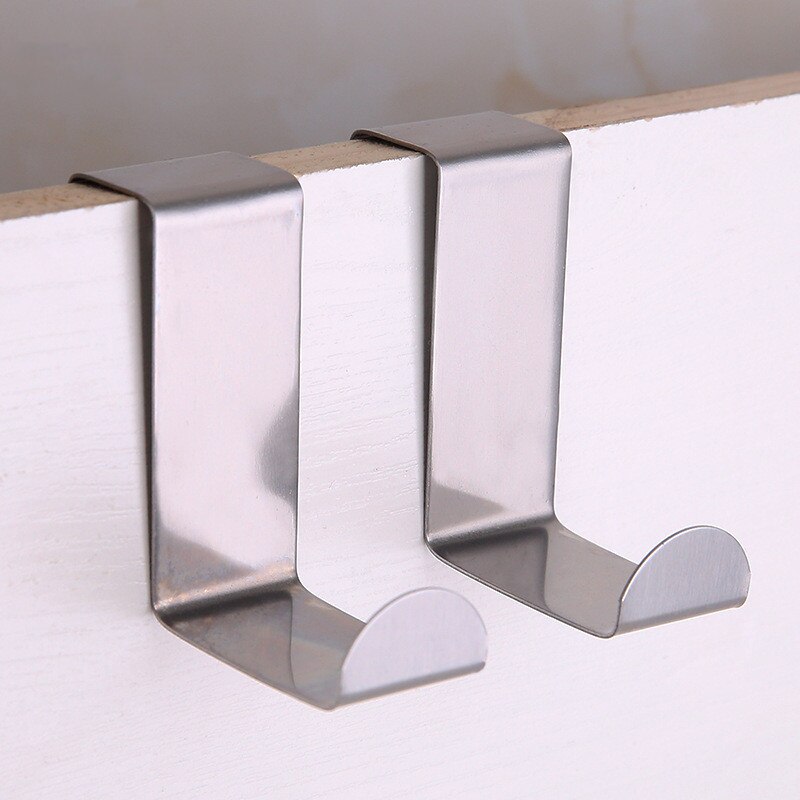 2 Stks/set Multifunctionele Rvs Haken Keukenkast Kleren Thuis Muur Opslag Hanger Badkamer Sleutel Handdoek Deur Haken: 1 Pair