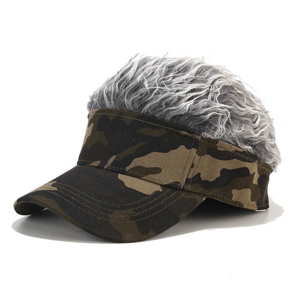 Helisopus mænds paryk camouflage baseball cap afslappet golf baseball cap justerbar snapback hatte hip hop hat til mænd: Hær grøn-grå