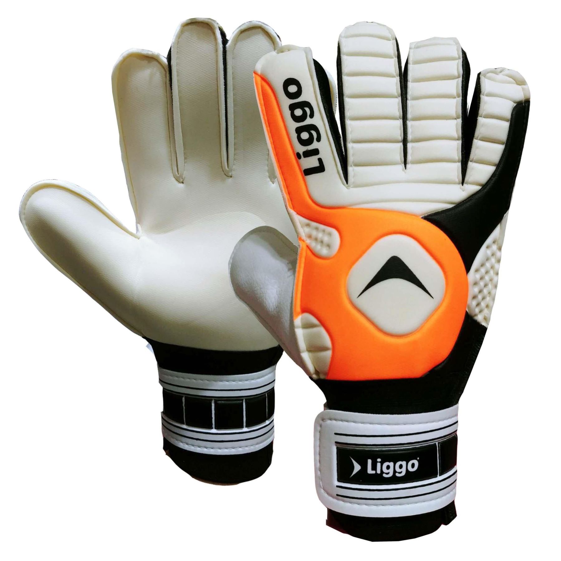 Guanti da portiere Liggo Reflex orange guanti da portiere da calcio professionali fasciati da polso protezione da dito in lattice