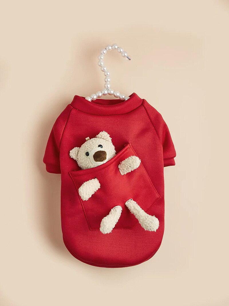 Pull pour petit chien, ours en peluche, en velours, vêtements pour animaux de compagnie, automne et hiver