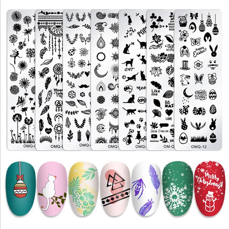 Noël ongles estampage plaques ligne photos ongle Art plaque ongles impression modèle