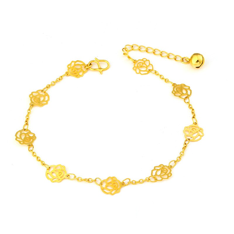 Clover 24K Gold Anklets for Women Adjustable Anklet Bracelet on Leg Foot Beach Body Chain Accessories Jewelry: USA0001-1