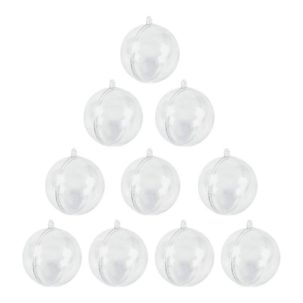 10PCS 4/5/6/8CM Transparent Ball Open Plastic Clear Bauble Ornament Christmas Party Hanging Pendant Package Supplies: 6CM