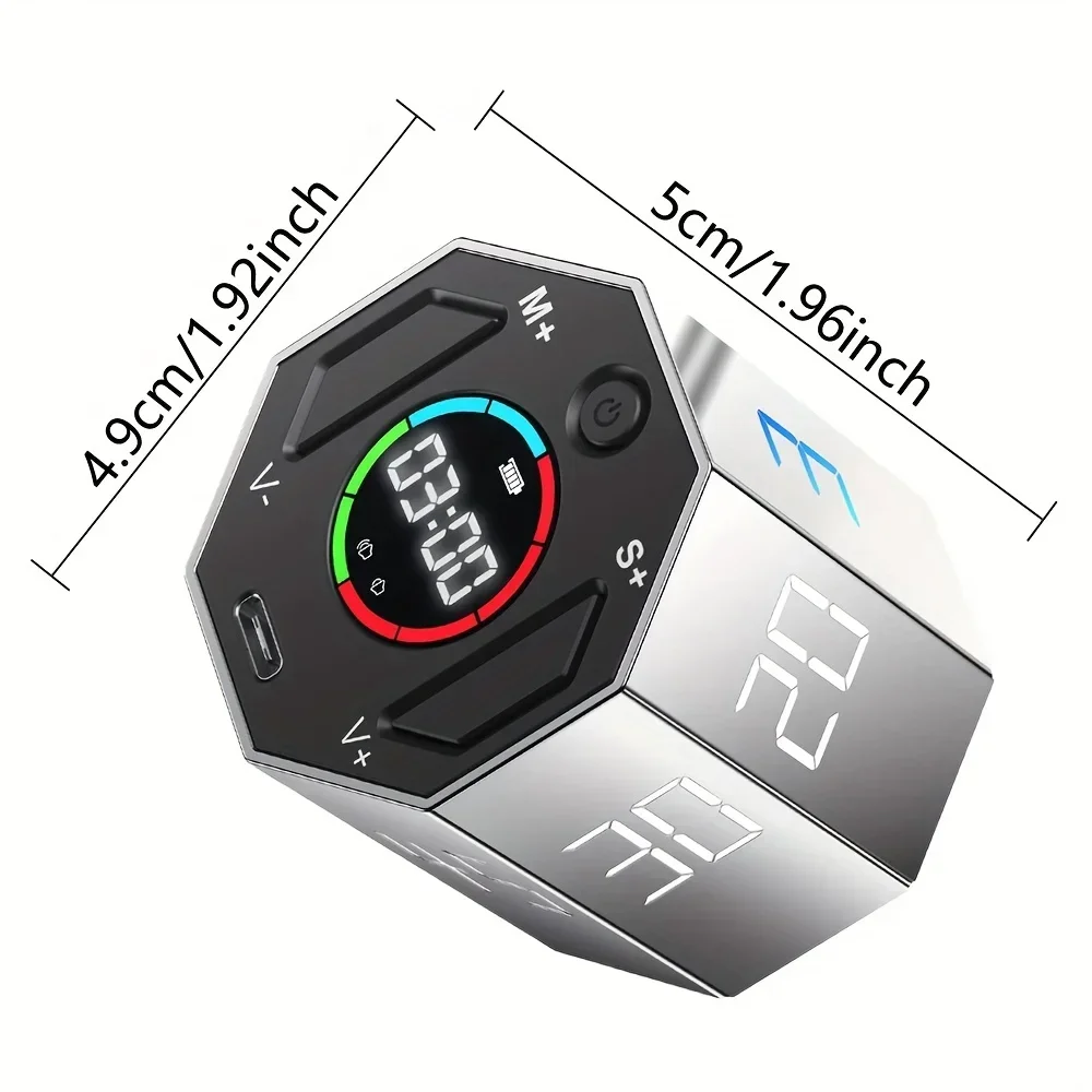 Modern LCD Digital Timer Visual Kitchen Timer for Teachers, Flip Cube Timer for Cooking, Work, Studying, Workout: Default Title