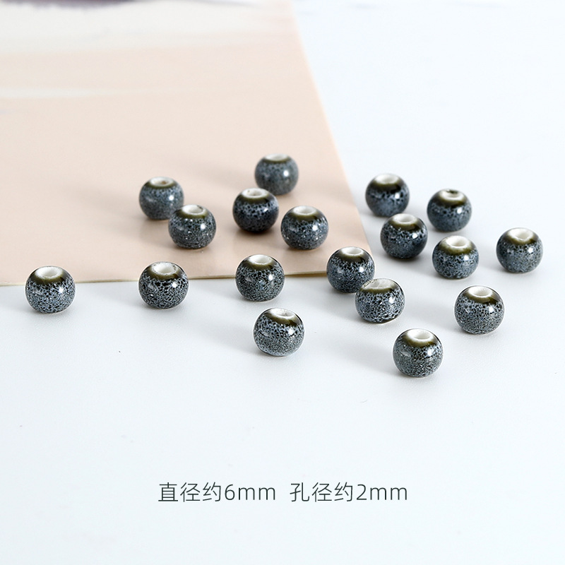 50 stk. 6mm runde keramiske perler gør-det-selv armbånd halskæde hulperler håndlavede porcelænsperler til smykkefremstilling tilbehør: Lilla