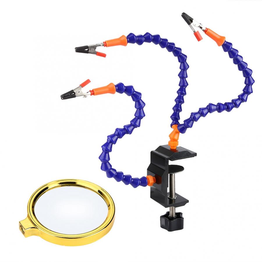 3 Arms Adjustable Soldering Station Table Clip Soldering Station for Electronics Repair Welding Solder Station DIY Repairing: with magnifier