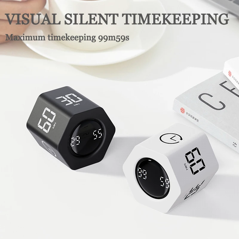 Productivity Timer Productivity Cube Timer Gravity Sensor LED Display 5 Preset Time Kids Time Management Kitchen Countdown Timer