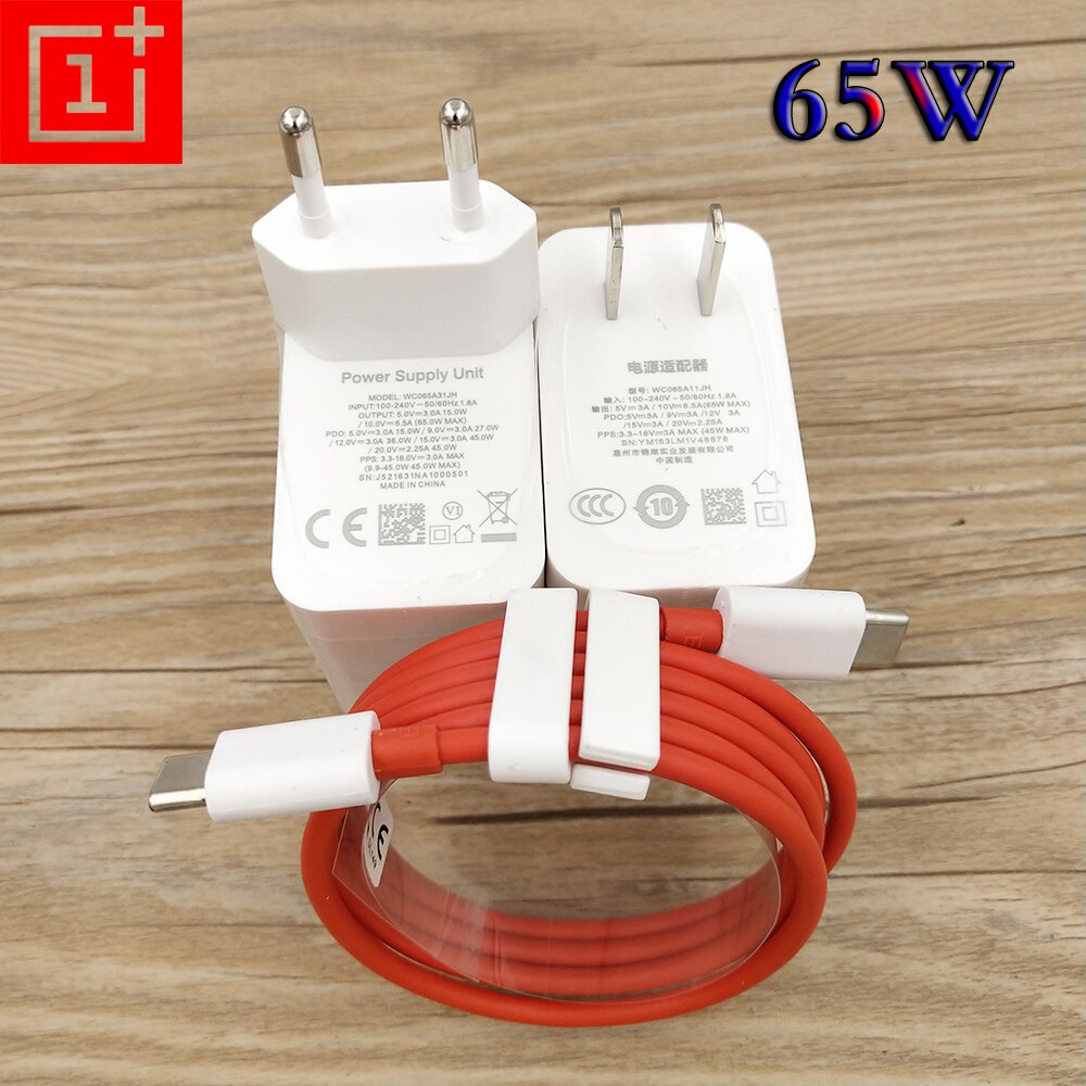 Oneplus 65W Ladegerät Original Schnelle Warp Ladung EU/UNS Adapter Typ C Zu typ C Kabel Für OnePlus 9 Pro 10 9R 8T 9RT 8Pro Nord N100