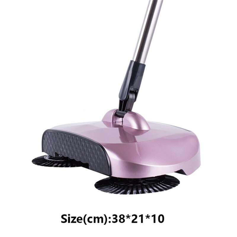 Automatische Veegmachine Machine Hand Push Magische Bezem En Stoffer Set Dweilen Machine Rvs 3 In1 Household Cleaning Tools: Rose gold and dark