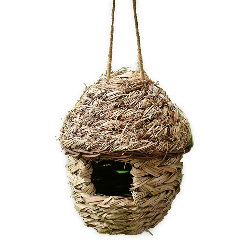Oiseau maison jardin oiseaux nid fait main herbe Durable extérieur Cage oiseau maison tissé perchoir décoration perroquet nid: D