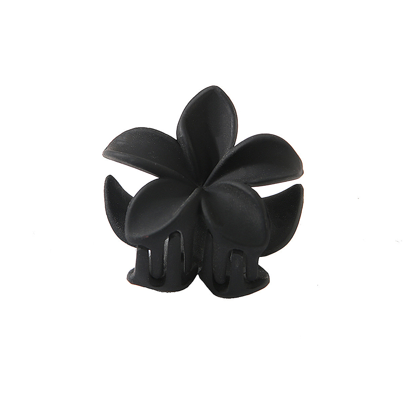 4CM Frauen Kunststoff Haarspangen Süße Und Niedliche Plumeria Blume Form Haarnadel Shark Clip Haar Zubehör Matte Einfarbig Stil: Black