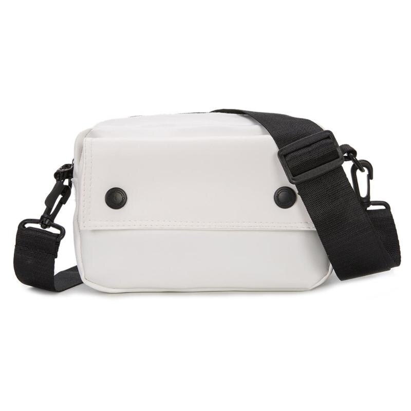 Effen schoudertas dames crossbody tas pu leer effen kleur brede schouder handtas: Wit