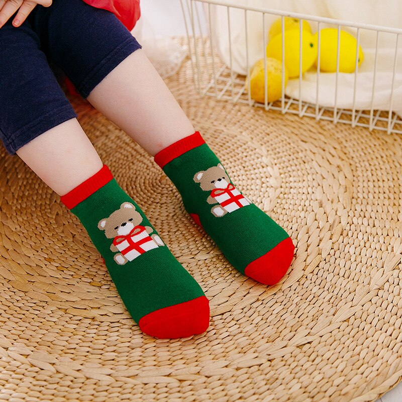 Chaussettes de noël pour enfants | En coton, bébés filles, enfants garçons, rayures, flocon de neige, Elk, père noël, ours de noël, 19: A / 1-3 years