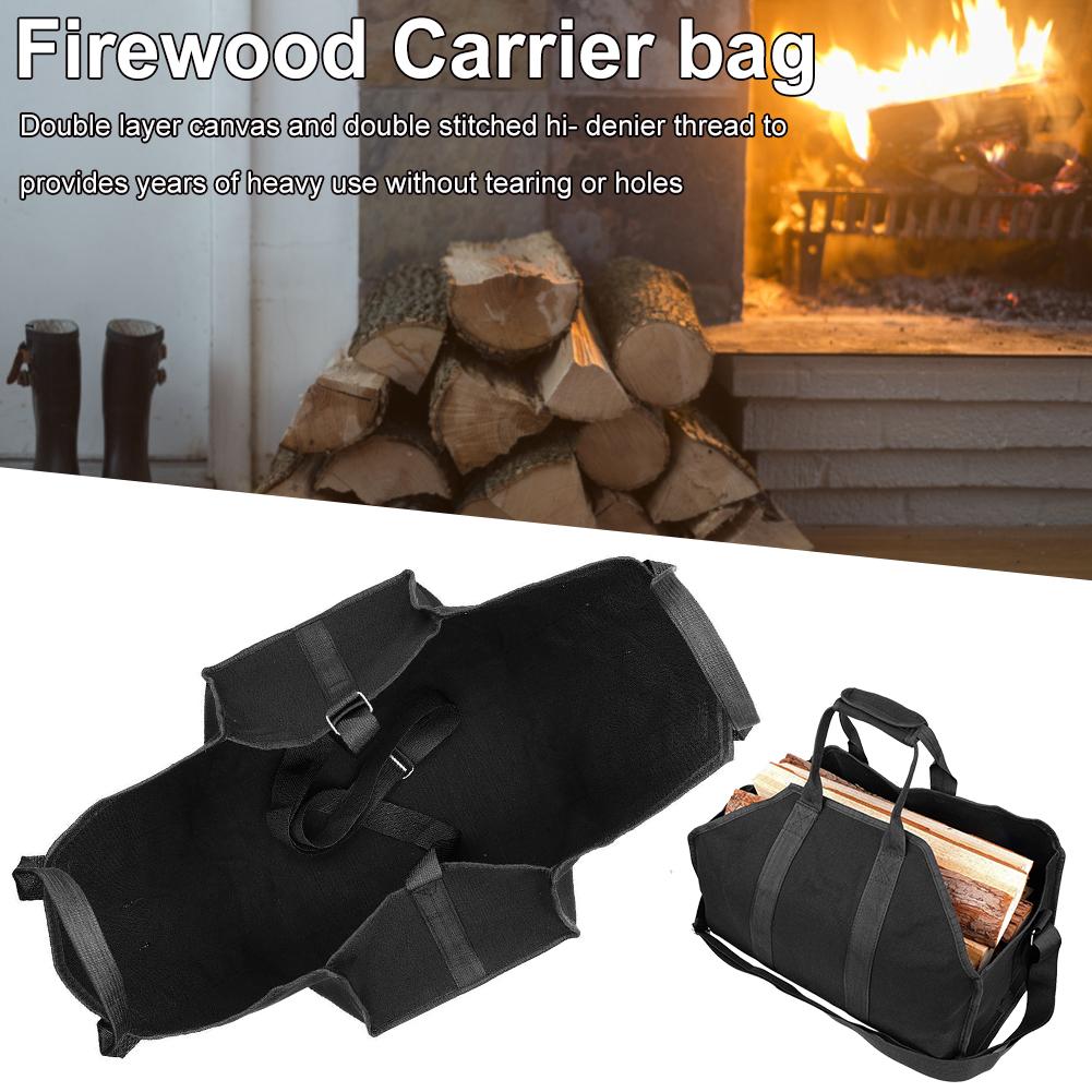 Large Firewood Carrier Canvas Log Tote Storage Bag Firewood Holder Bag With Shoulder Strap Camp Wood Stove Fireplace Accessories