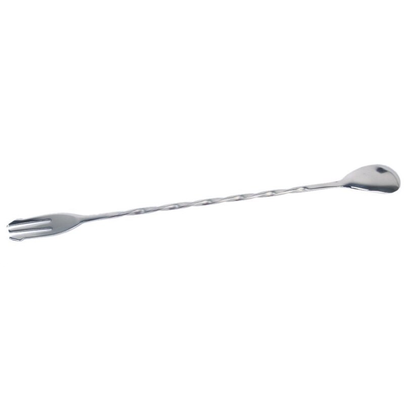 Stainless Steel Swizzle Stick Cocktail Stirrer w/ Spoon and Fork