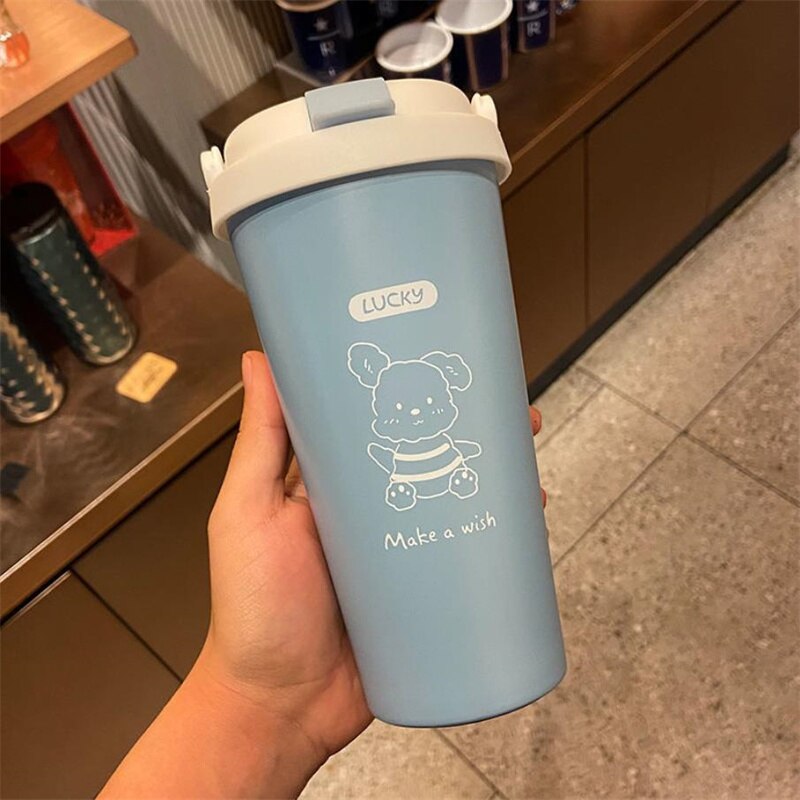 High-End Zakelijke Koffie Cup 304 Rvs Thermos Beker 500Ml Anti-Val Milieuvriendelijke Drinkware Mannen Vrouwen stro Type J318: 2