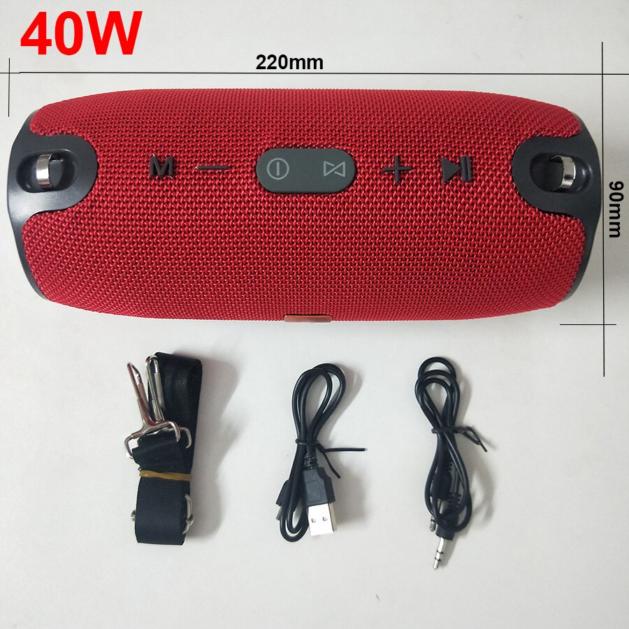 40W High Power Draadloze Bluetooth Speaker Draagbare Kolom Bass Bt Speaker Ondersteuning Usb Tf Soundbar Sound System: red