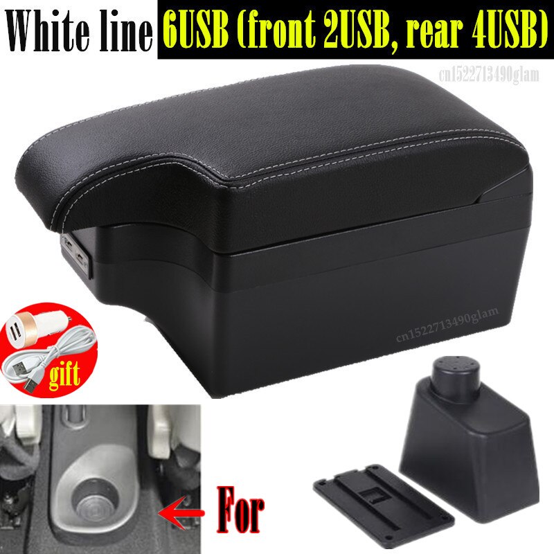 Voor Renault Clio 3 Captur Armsteun Doos Centrale Winkel Inhoud Doos Met Usb Interface: Full set  white line