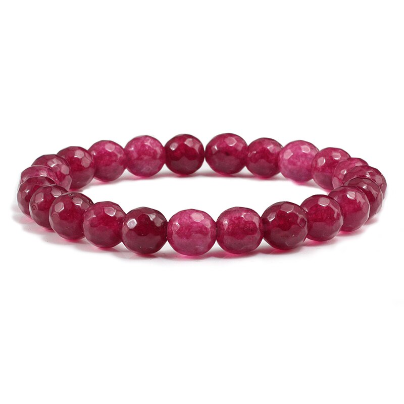 Natürliche Stein Rosa Rose Pulver Edelstein Perlen Armbinde Frauen Armbänder Elastische Armreifen Schmuck Yoga Liebhaber Mädchen Handarbeit: wein