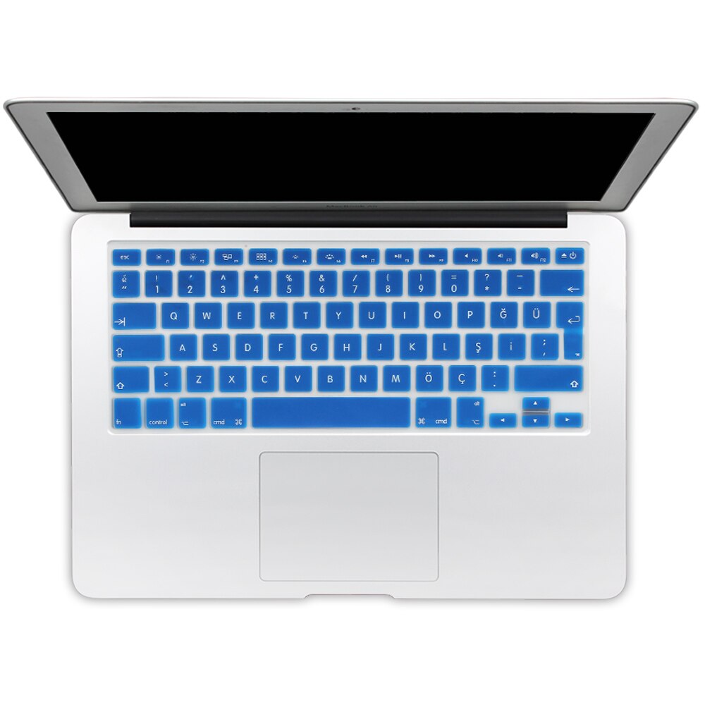 Autocollants de protection de clavier en Silicone de Version turque de l'ue pour Apple Macbook Pro 13 15 17 Retina Mac Air 13 couverture de clavier: dark blue