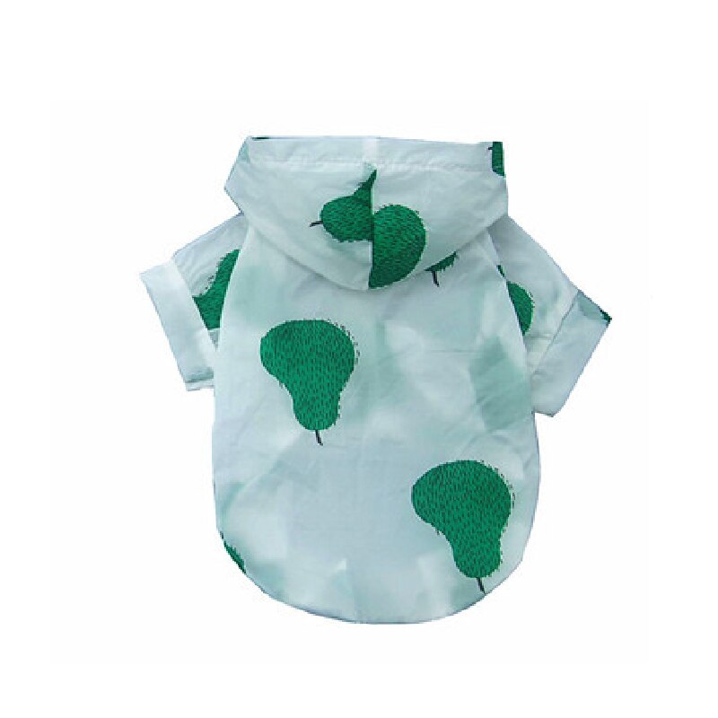 Dog Raincoat Sun-proof Clothing Summer Sun Protection Hoodie Small Dog Clothes Print Poncho For Small Medium Pets Puppy Cat: Green / L