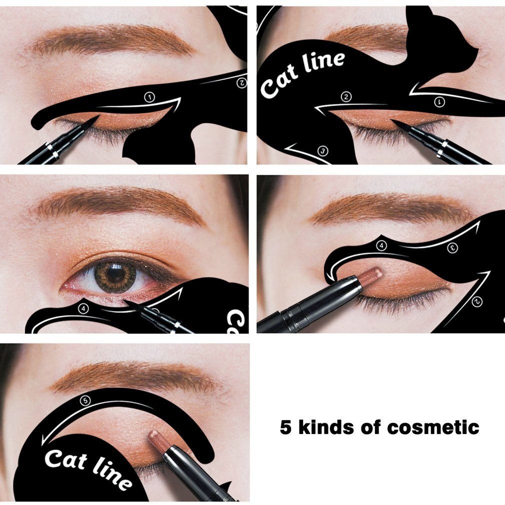 2 pièces/ensemble à la femmes chat ligne yeux maquillage Eyeliner Unique pochoirs modèles outils de maquillage Kits pour yeux Eyeliner outils