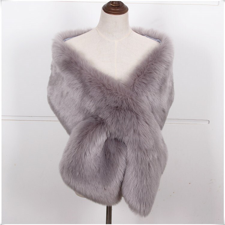 JaneVini Winter Braut Kap Hochzeit Mantel Faux Pelz Stola Weiß Rot Braut Capes Wraps Frauen Formale Kleid Schals Boleros Stolen: GRAY