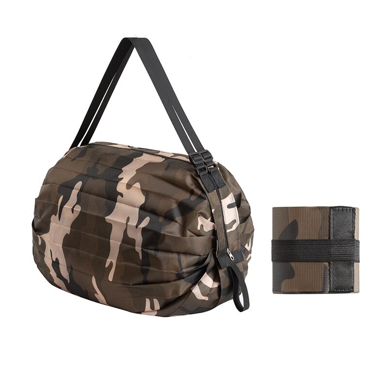 Bolsa de compras plegable, bolso de hombro de viaje de gran capacidad, grueso, para comestibles: Coffee camouflage