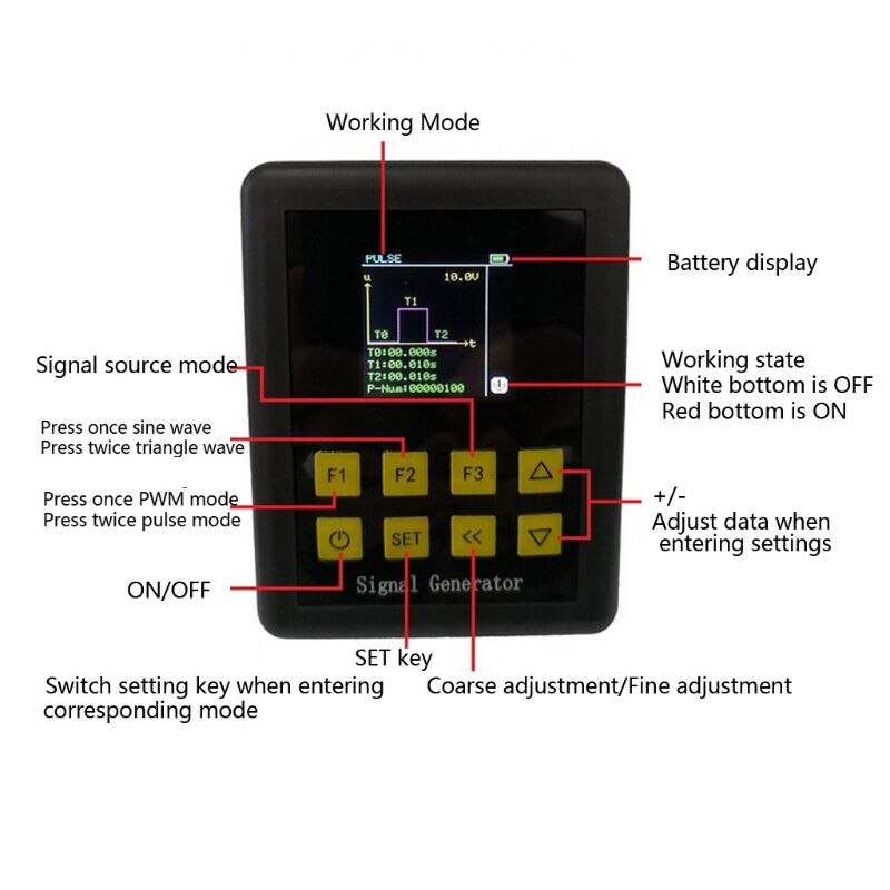 Justerbare signalgenerator kilder indbygget batteri pwm puls sinusbølgespænding analog simulator