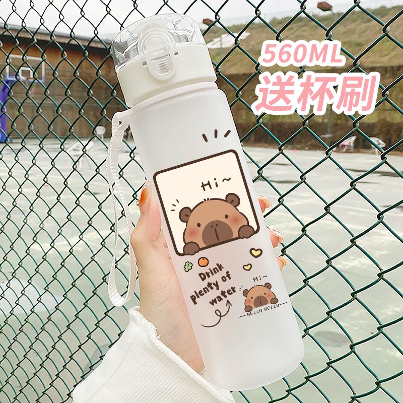 Botellas de bebida de rebote Capybara de 560ml, botella de agua de plástico barata Popular de dibujos animados, promocionales reutilizables, taza de agua de Capybara: Azul