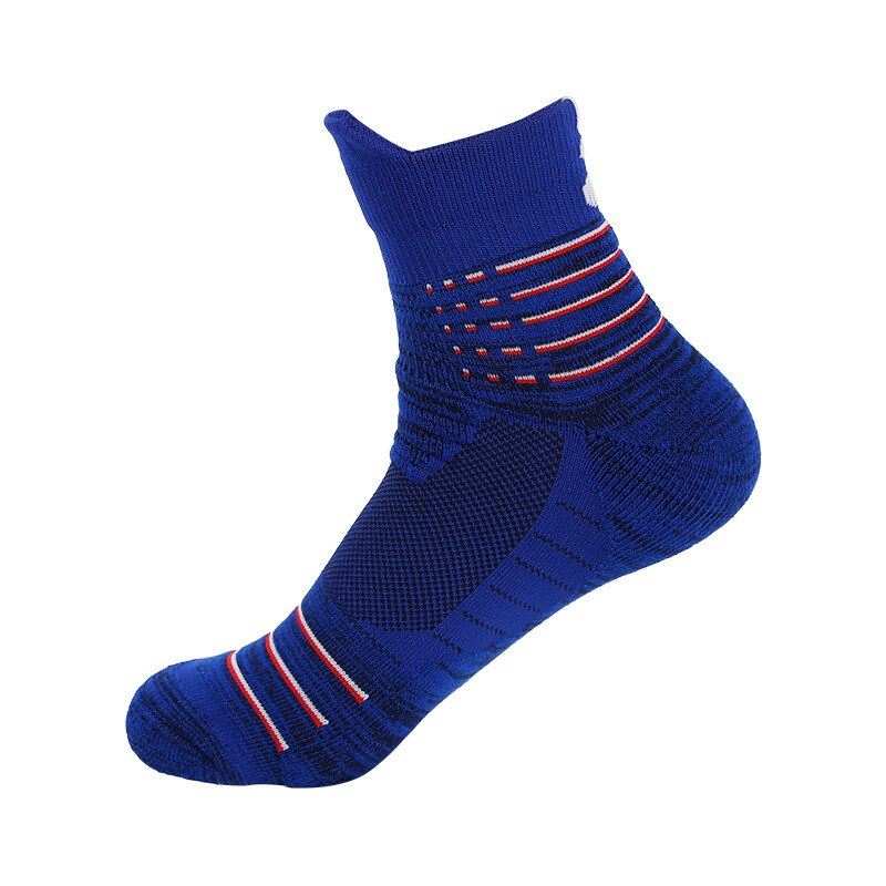 S012A Männer Fitness Laufen Fahrrad Radfahren Wandern schwarz streifen Sport Socken draussen Basketball FußBall FußBall Kompression Socken: Blau